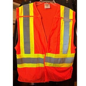 ML Kishigo Safety Vest Mens L Orange Good Reflective Mesh High Visibility